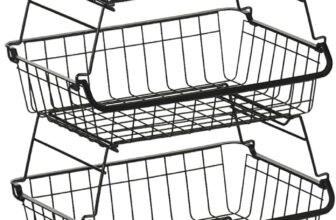 HOMCOM 5 Tier Storage Trolley, Steel Wire Baskets with Wheels, Stackable Fruit Vegetable Cart for Kitchen, Living Room, Bedroom, Black