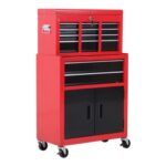 HOMCOM 6 Drawer Red Tool Chest and Cabinet Set