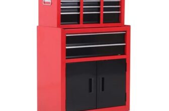 HOMCOM 6 Drawer Red Tool Chest and Cabinet Set