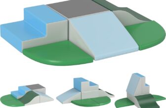 HOMCOM 6 Piece Kids Soft Play Set, Kids Foam Blocks Toys for Climb and Crawl, Indoor Activity Play Set Playground for Toddler 1-3 Years Old, Multicoloured