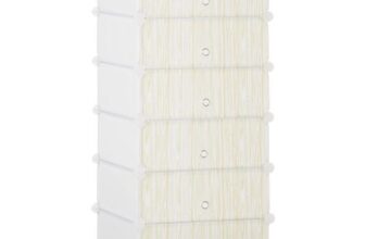 HOMCOM 6-Tier Shoe Rack Organizer with Doors, White