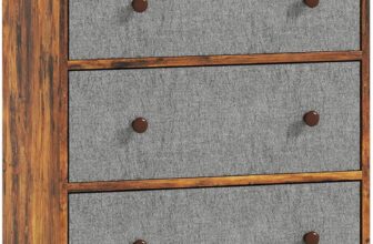 HOMCOM Chest of Drawers, Dresser with 4 Fabric Drawers and Steel Frame for Bedroom, Living Room, Hallway, Grey and Rustic Brown