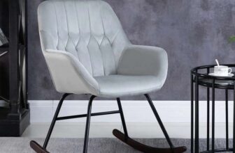 HOMCOM Modern Rocking Armchair, Foam Padding, Metal Frame, Grey , Refurbished – w/Code, Sold By MH Star UK (UK Mainland)