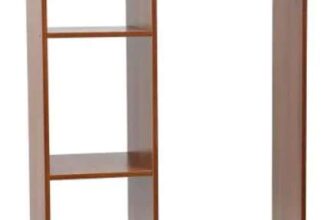 HOMCOM Rolling Open Wardrobe With Hanging Rail And Storage Shelves Walnut / Grey – Free Delivery w/Code