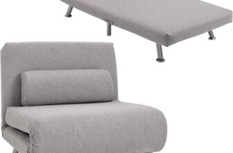 HOMCOM Single Sofa Chair Bed, Linen Fabric 3-in-1 Convertible Sleeper Chair with 5-Position Adjustable Backrest