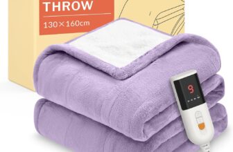 HOMLYNS LuxeHeat Heated Blanket Electric Blanket, Soft Flannel Sherpa Heated Throw, Heating Blanket with 9 Heat Settings, 10 hrs Timer Auto Shut Off (160×130 cm, Purple)