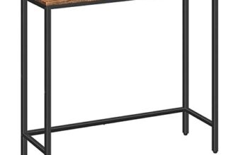 HOOBRO Slim Console Table for Hallway, Metal Frame, Rustic Brown/Black