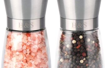 H&S Salt and Pepper Grinder Set – Manual Mill Grinders for Kitchen – Glass and Stainless Steel Spice Mills with Adjustable Coarseness – Easy to Use and Fill – Large Capacity