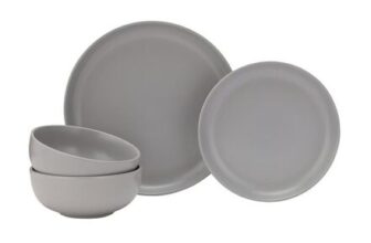 Habitat 12pc Matte Grey Dinner Set
