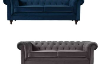 Habitat Chesterfield Velvet 3 Seater Sofa – Blue / Charcoal – W/Code