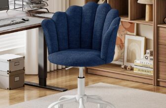 Hadwin Office Chair, Adjustable Height Swivel Chair, Vanity Chair, Comfy Padded Computer Desk Chair for Home Office, Study, Bedroom, Blue