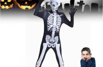 Halloween Costume Kids, Scary Costumes Boys, Boys Halloween Costumes for Kids, 130cm Skeleton Mask Set for Cosplay Outfits Party Dress Gifts Surprise Gift Box
