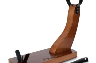Ham Stand Set with Non-slip Pads, Carving Knife & Sharpening Steel for Serrano and Iberico Hams – Tan EU390EU