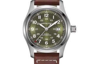 Hamilton Mens Khaki Field Leather Green Dial Automatic 42mm Watch – H70605560