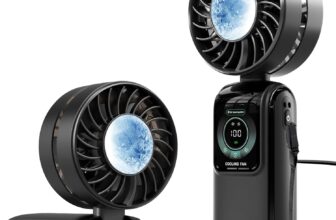 Handheld Fan Rechargeable, Portable Turbo Fan with 5 Speeds, Powerful Personal Mini Fan Foldable Fan, Electric USB Small Hand Held Fans for Summer Outdoor Travel Home Office (Black)