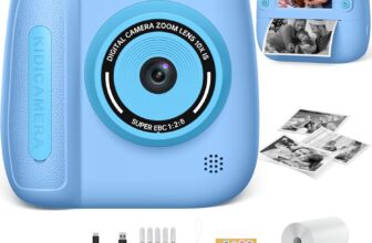 Hangrui Kids Camera Instant Print,2.4 Instant Print Camera for Kids with 32GB Card & 3 Rolls Photo Paper, Selfie Childrens Cameras Christmas Birthday Gifts for 3 4 5 6 7 8 9 Year Old Girls-Blue
