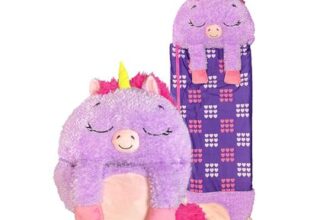 Happy Nappers Purple Unicorn Kids Sleeping Bag with Pillow