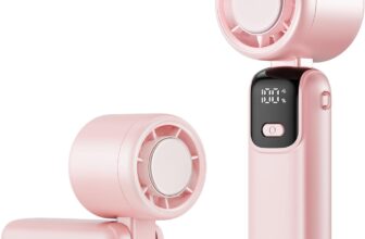 HappyGoo Portable Fan, 5-Speed Turbo Mini Fan, Smart LED Display for Speed and Battery, Quiet Low-Noise Design, Suitable for Outdoor, Travel, Commuting, and Summer Use