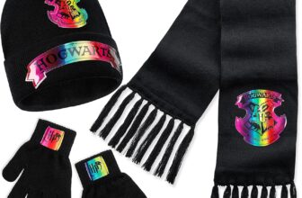 Harry Potter Gloves Scarf & Beanie Hat Set for Girls & Teens 7-14 Years, 3 Pcs Warm Winter Accessories Set, Gifts for Girls