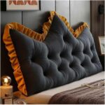 Headboard with Large Back Cushion and Comfortable Reading Backrest for Bed, Couch, Wall and Day Bed(Crystal velvet-black,180 65cm)
