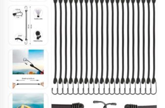 Heavy Duty Bungee Cords with Strong Metal Hooks for Camping, Tents, Tarps & Luggage – Black 40cm 20 Pcs share 0