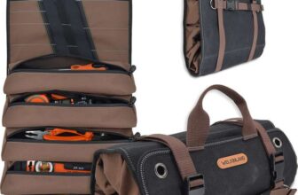 Heavy-Duty Waxed Canvas Tool Roll with 15 Pockets – Durable Roll-Up Organiser for Hand Tools