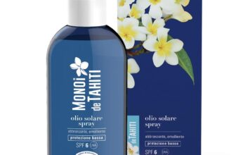 Helan, Monoi De Tahiti – Tanning Oil with Coconut Oil for Face and Body, Body Oil with Sun Protection SPF 6, Sunscreen Body Spray with Natural Tan Accelerator Water-Resistant, 150 ml – Made in Italy