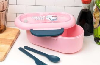 Hello Kitty Bento Box – Officially Licensed Sanrio Lunch Box with Divider, Fork & Spoon Set, Dishwasher & Microwave Safe