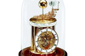 Hermle Astrolabium Skeleton Glass Dome Mahogany Table Clock