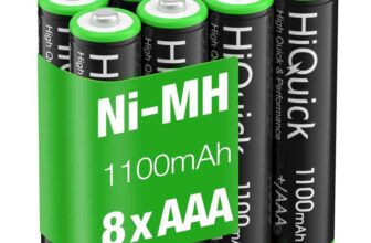 HiQuick 8 x AAA Rechargeable Batteries, Rechargeable 1100mAh Battery, Pack of 8 – Sold by HiQuick / FBA – £6.06 for S&S