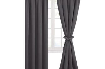 Hiasan Pencil Pleat Blackout Curtains, 2 Panels, 55×69, Dark Grey
