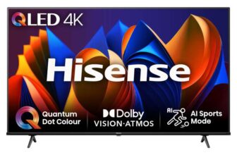 Hisense 65 Inch 4K QLED Smart TV 65E77NQTUK – Quantum Dot Colour, 4K AI Processor, Dolby Vision Atmos, Smooth Motion, Sports Mode