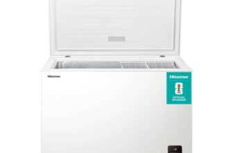 Hisense FC386D4AWLE 297Litres Freestanding Chest Freezer, 4 Star Freezer Rating, E Rated in White