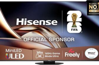 Hisense U8Q 55 4K MiniLED QLED 165Hz Smart AI TV with Freely- 55U8QTUK