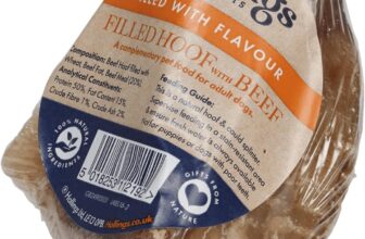 Hollings Filled Hoof with Beef Dog Treat, 100% Natural, Air Dried Long Lasting & Durable Cow Hoof Chew for Adult Dogs, High in Protein (1 Pack)