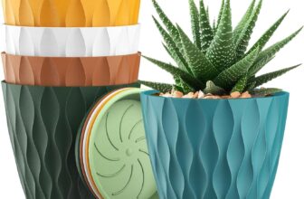 Homeuouz 10cm Plant Pots, 6 Pack Plastic Flower Pots with Drainage Holes and Saucers, Indoor Outdoor Planters for Succulent and All House Plants(Colourful)