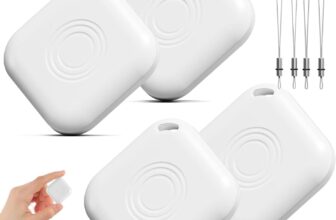 Hongtop 4 Pack Luggage Tracker,Bluetooth Tracker Works with Apple Find My(iOS Only),IP67 Waterproof,Replaceable Battery,Lost Mode,Smart Key Finder Item Locator for Keys,Luggage,Bags and More