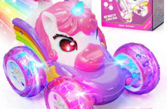Hot Bee Remote Control Cars, Toy Cars for Kids Age 3 4 5 6, RC Stunt Car with LED Light, Unicorn Gifts for Girls, Unicorn Toys for 2 3 4 5 6 Year Old Girls