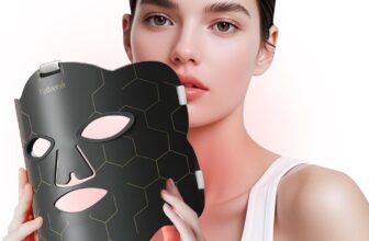 Hottoerak Red Light Mask, 660nm&850nm Silicone Infrared Light Mask with 5 Brightness & 10/15/20Mins Timer, 222Chips Flexible LED Face Mask for Home Use