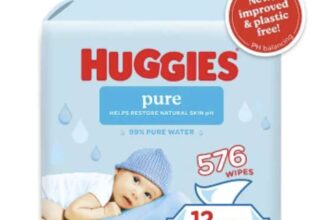 Huggies Pure Plastic Free Baby Wipes – 12 Packs of 48 Wipes