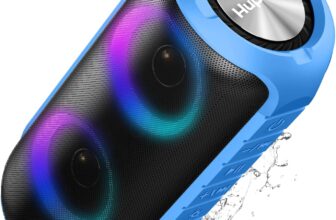 Hupoaf Portable Bluetooth Speaker with Loud Stereo Sound, Speakers Wireless Bluetooth 5.3 with 12Hrs Playtime, IPX7 Waterproof and RGB lights, Built-in Mic Outdoor Speaker for Home/Garden/Party/Travel