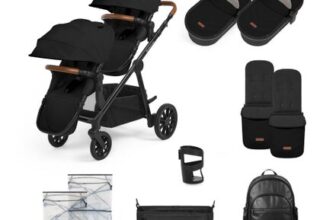 Ickle Bubba Virgo Single/Double 12-Piece Pram (Black)