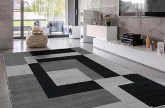 Imperial Rooms Area Rugs for Bedroom – Large Rugs Living Room 120 x 170 Cm Modern Floor Carpet – Geometric Style Non Shedding Super Soft Milo Black and Grey Rug Easy Care