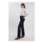 Indigo Stretch Denim Pintuck Flare Jeans