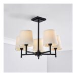 Inlight Almir Matt Fabric & Metal Black 5 Lamp LED Ceiling Light