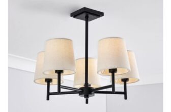 Inlight Almir Matt Fabric & Metal Black 5 Lamp LED Ceiling Light