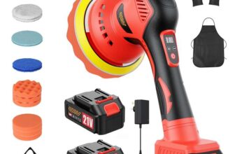 Innsky Cordless Car Polisher, 2 x 21V 4.0Ah Rechargeable Batteries – Black/Red