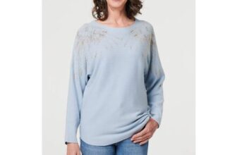 Izabel London Blue Sparkly Embellished Relaxed Jumper