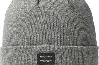 JACK & JONES Mens DNA Logo Knitted Beanie – Grey