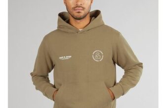 JACK & JONES Mens Vesterbro Sport Hoodie Silver Sage